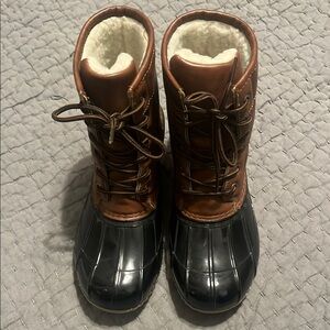 Brown and Black Duck Boots